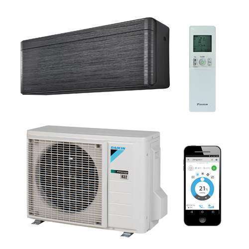 Daikin Stylish binnen + buitenunit 3,5 kW zwart hout R32 (inclusief IR afstandsbediening en WLAN)